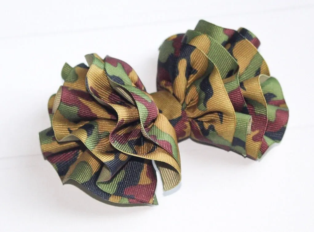 Camo Wavy Hair Bow I The Enchanted Magnolia