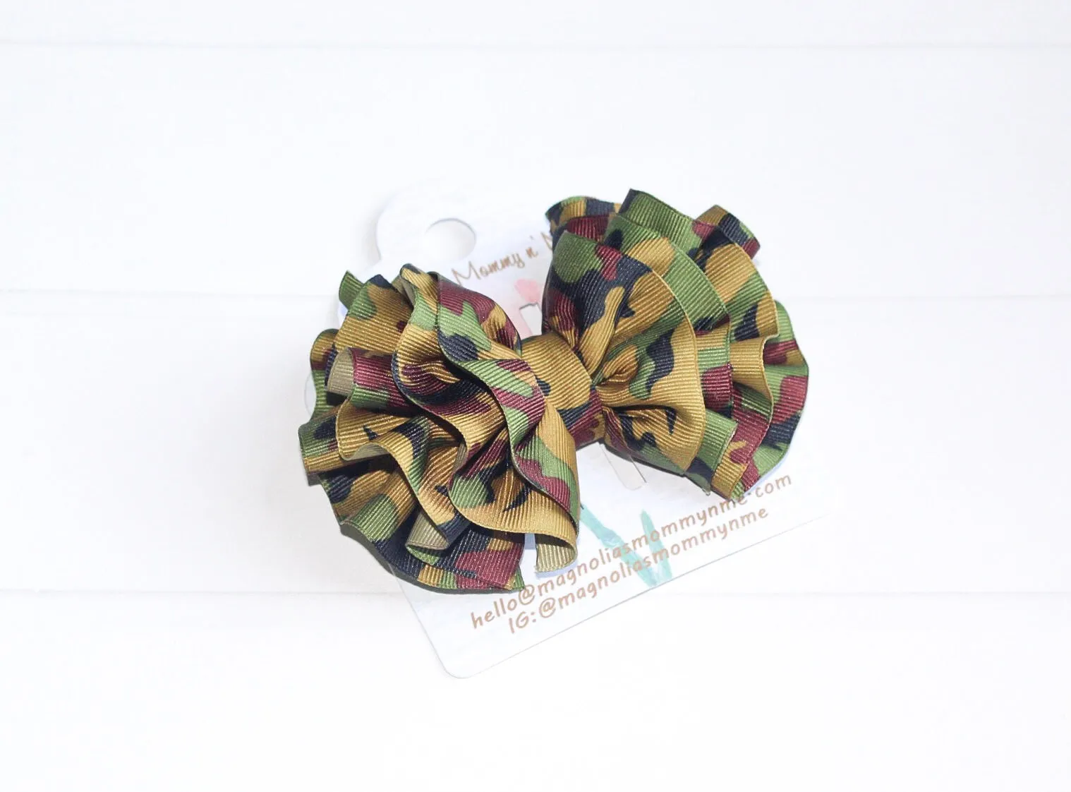 Camo Wavy Hair Bow I The Enchanted Magnolia