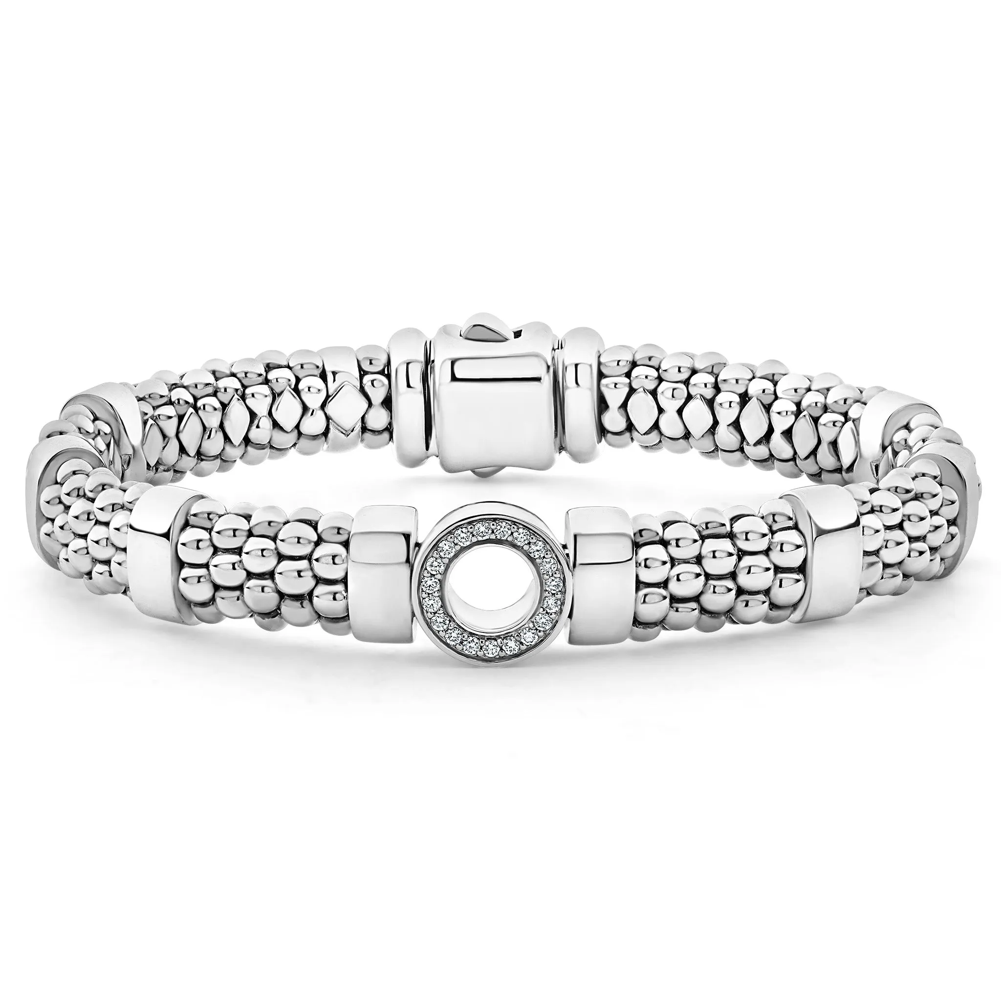 Caviar Spark Single Station Diamond Circle Caviar Bracelet | 9mm