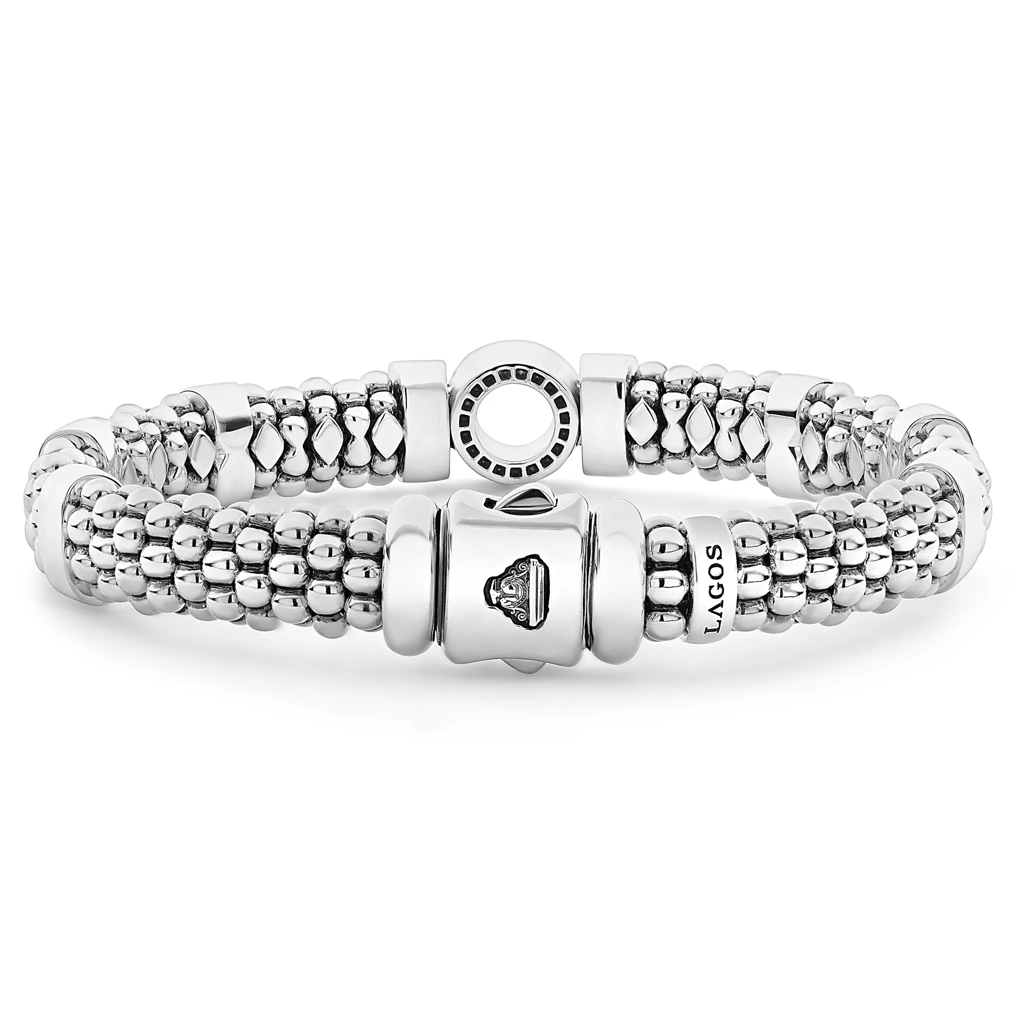 Caviar Spark Single Station Diamond Circle Caviar Bracelet | 9mm