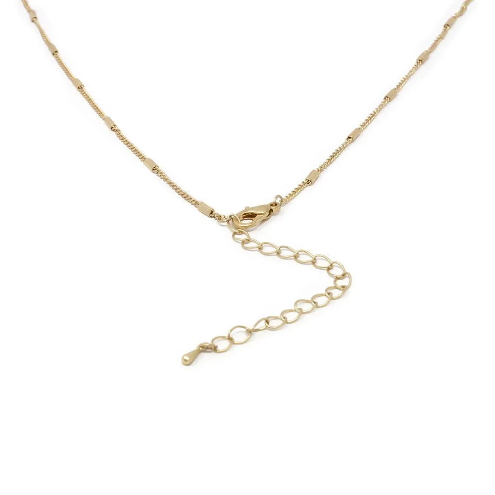 Champagne Glass Bead Long Neck W Leaf Pendant Gold T