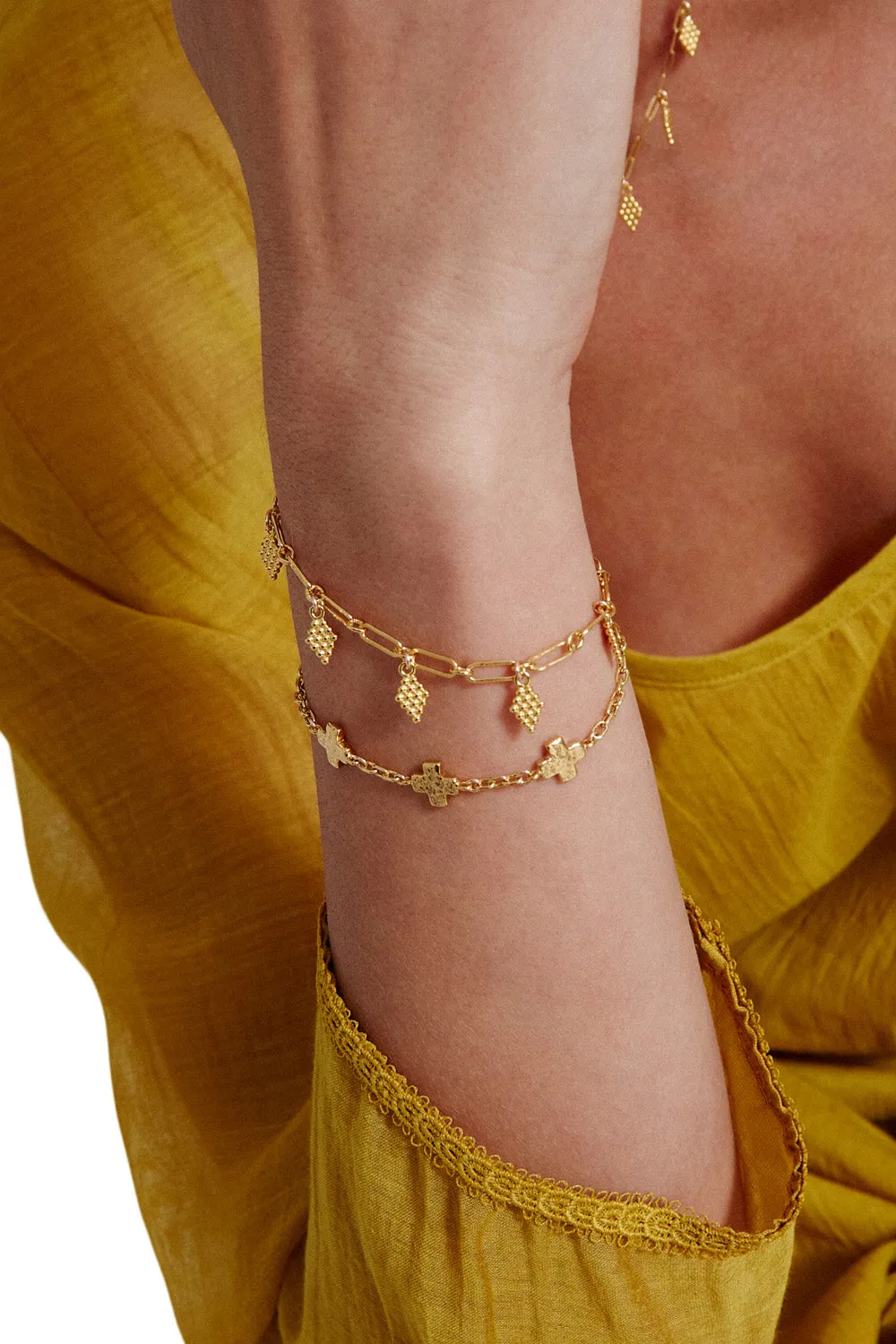 Chan Luu Diamond Shaped Charm Necklace in Yellow Gold