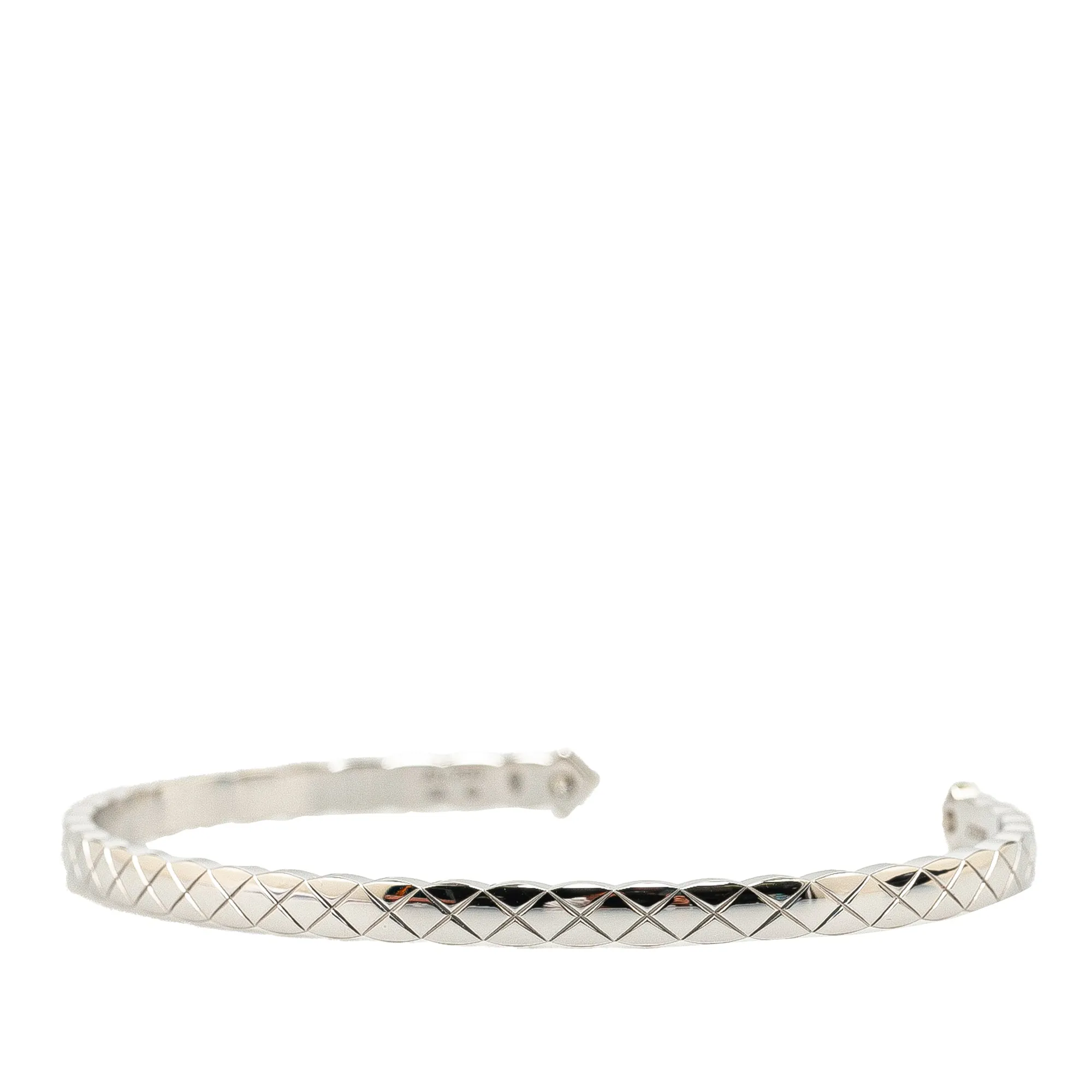 CHANEL 18K White Gold Diamond Coco Crush Bangle Costume Bracelet