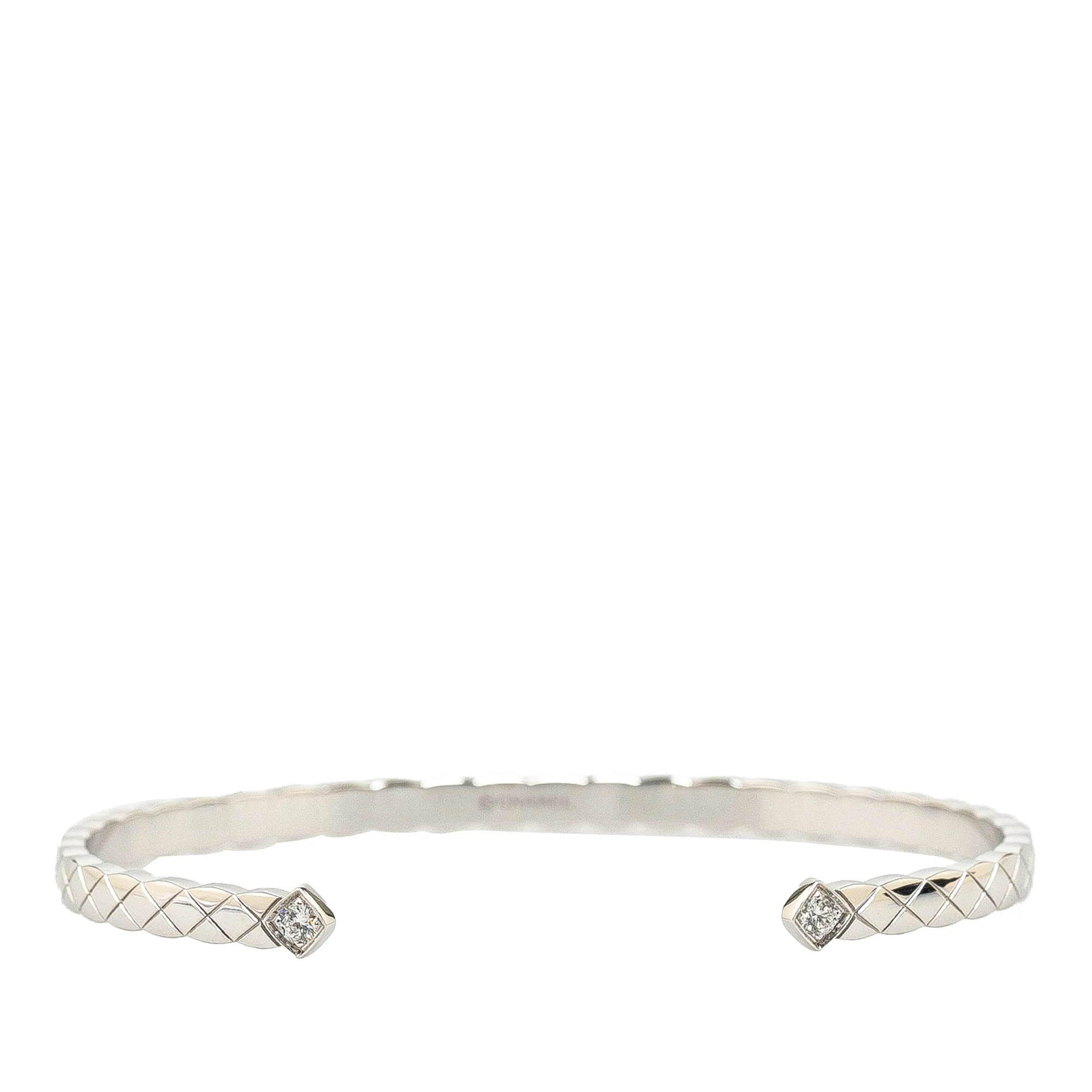 CHANEL 18K White Gold Diamond Coco Crush Bangle Costume Bracelet