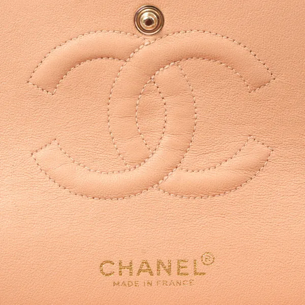 Chanel Around 2001 Made Cotton Logo Print Classic Flap Chain Bag 25Cm Coral Pink