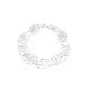 Chen Hexagon Chinese Symbol 925 Sterling Silver Bracelet