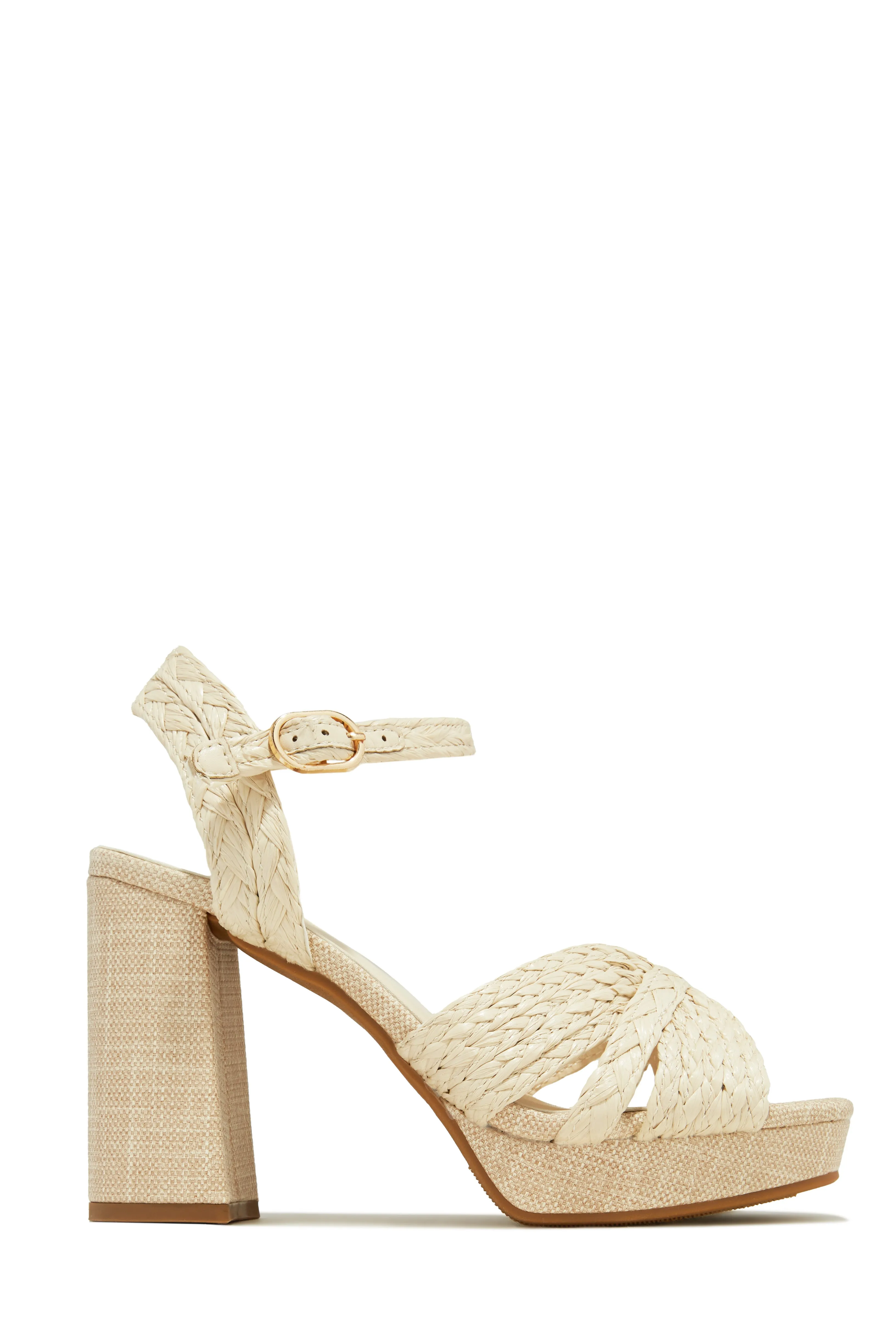 Coastal Resort Platform Block Heels - Ivory