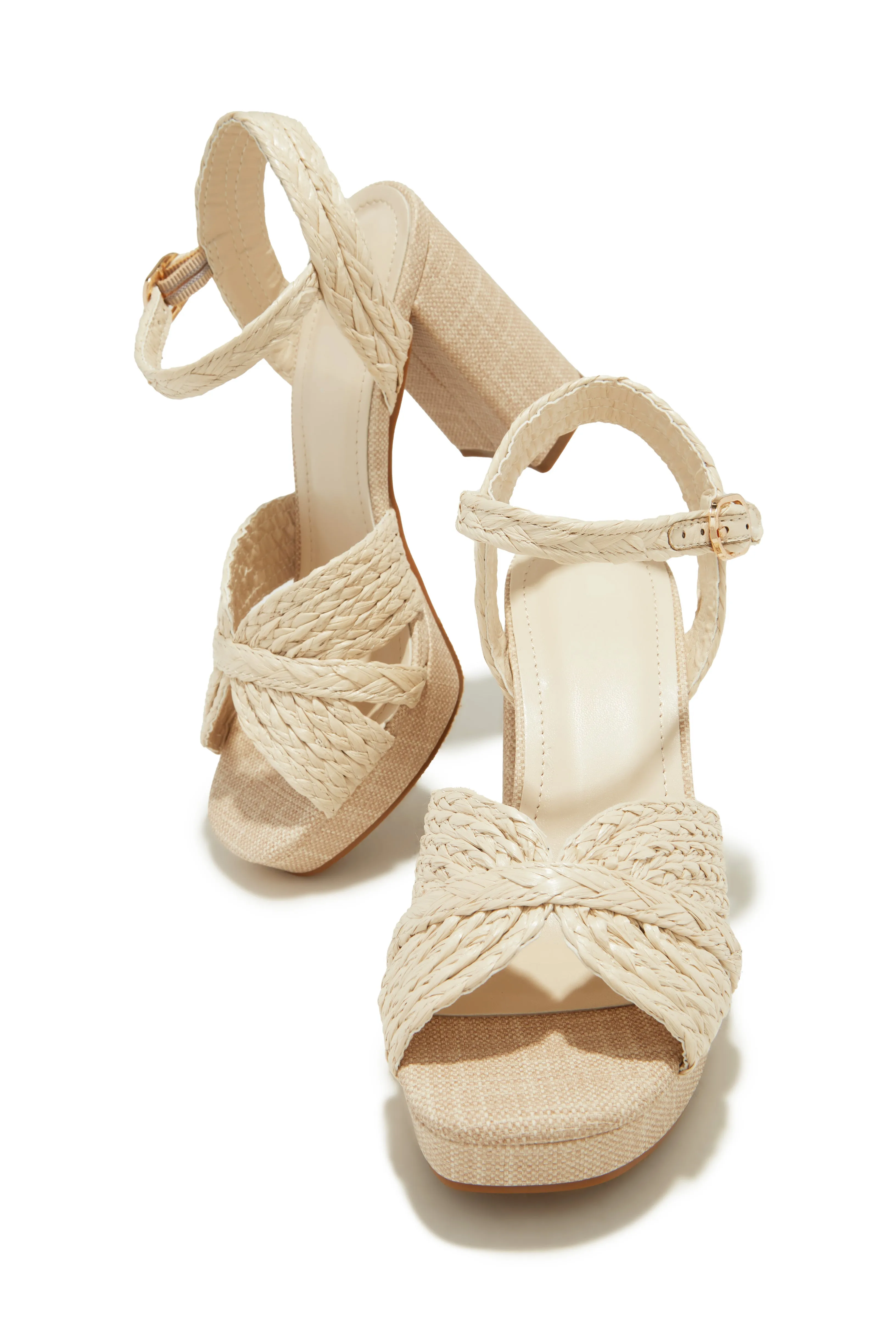 Coastal Resort Platform Block Heels - Ivory