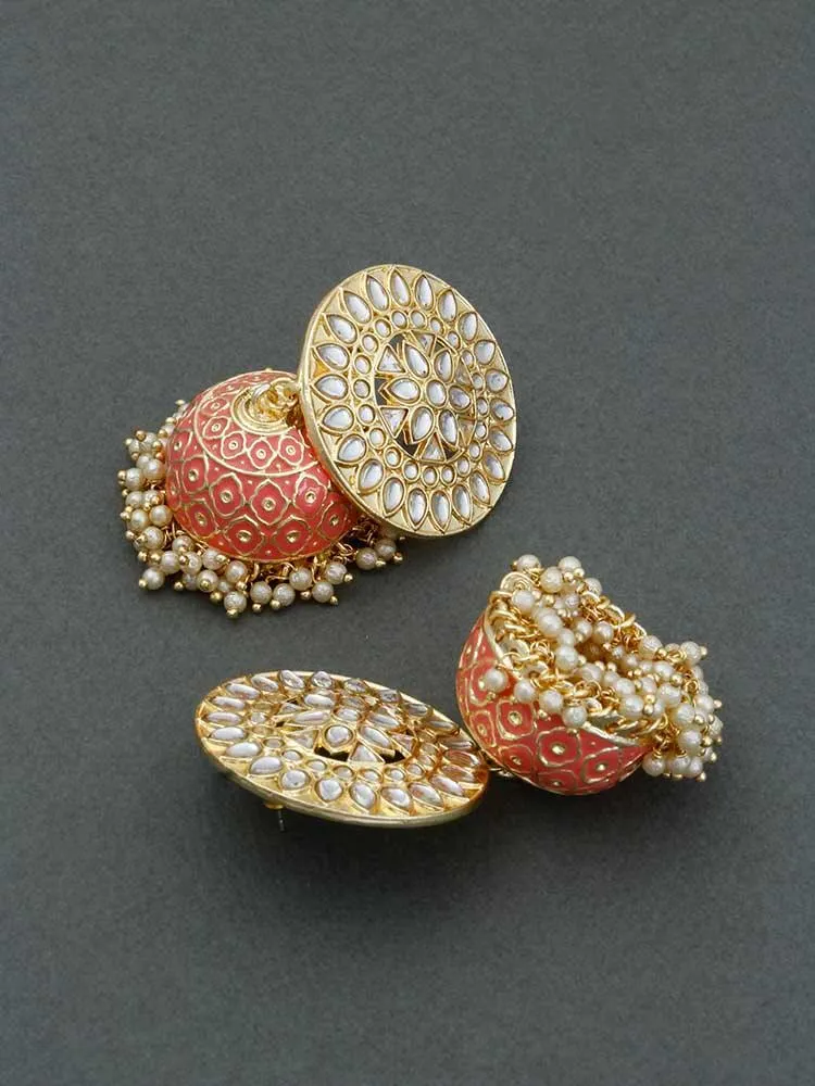 Coral Ahilya Jhumkis