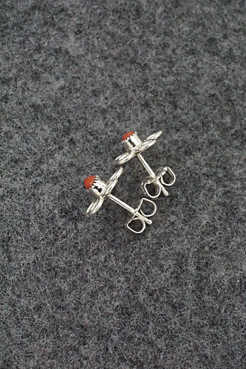 Coral & Sterling Silver Earrings - Connie Bowannie