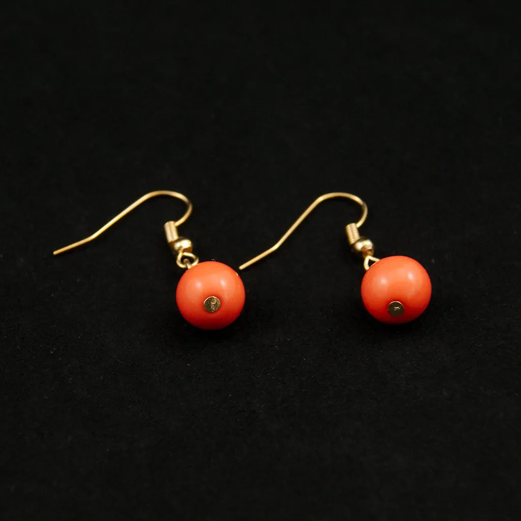 Coral Dangle Bead Earrings