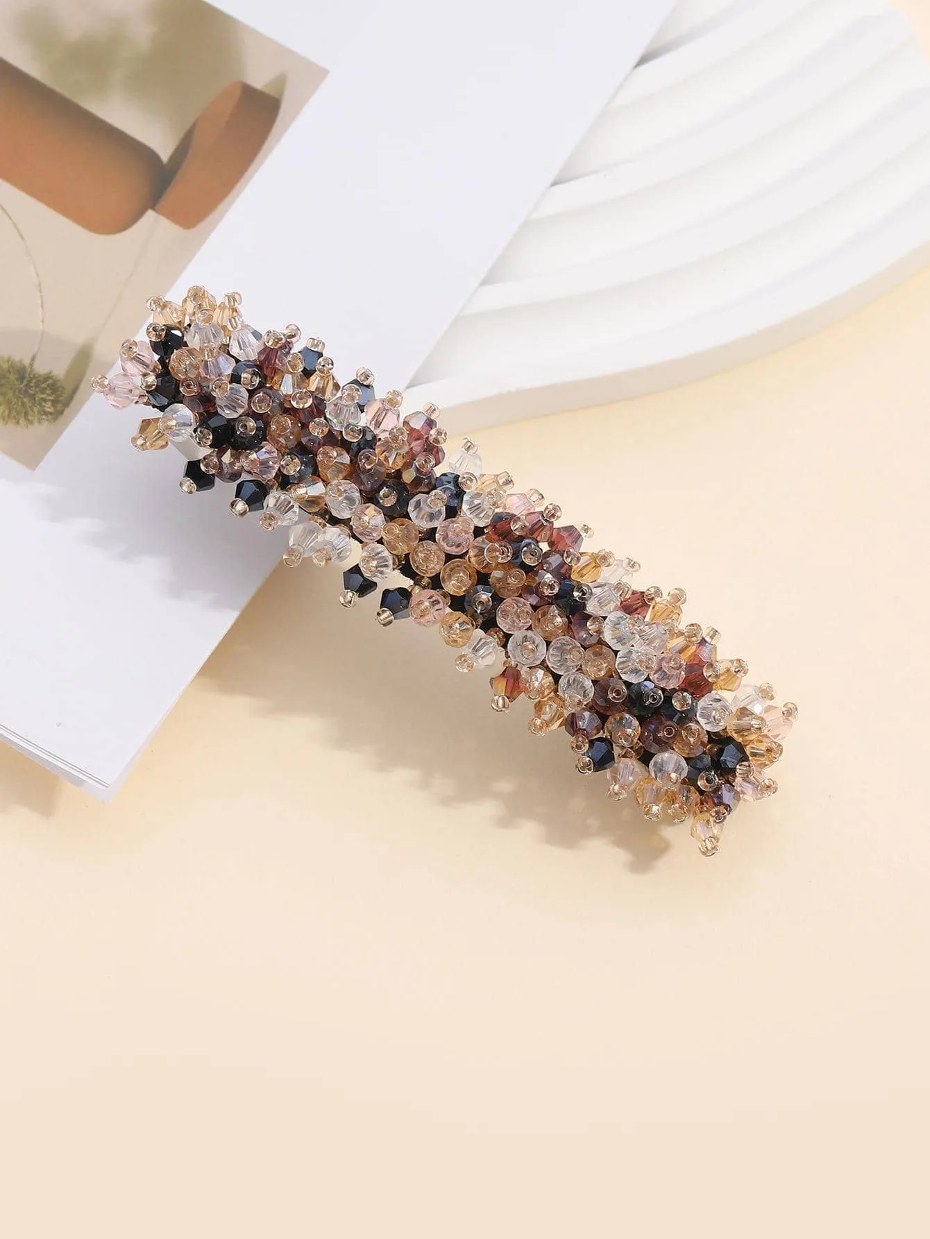 Crystal Beads Decor French Clip for Women Barrette Styling Hair Accessories