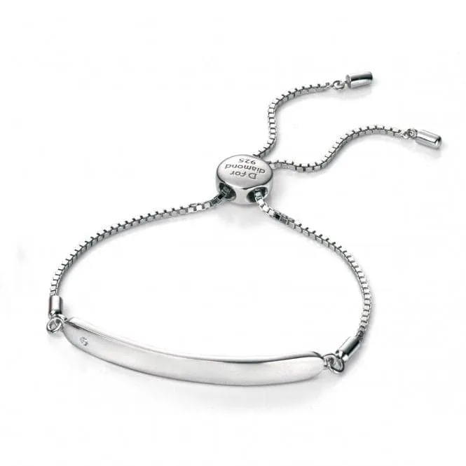 D for Diamond Sterling Silver Chain ID Bracelet B4788