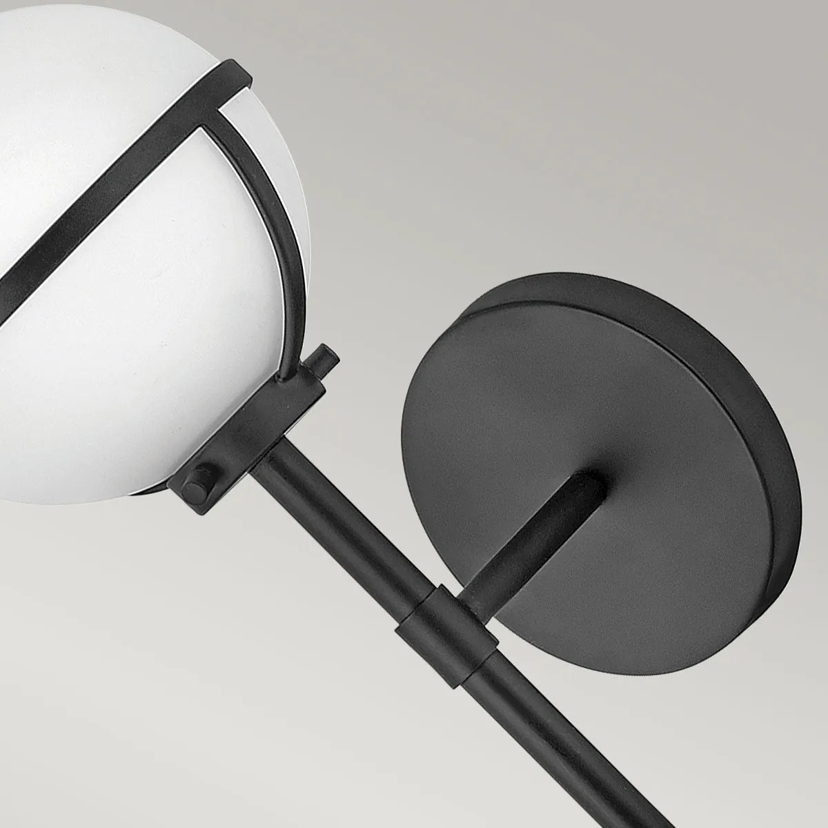 Decolight  Holly 1 Light Wall Light in Black & Opal Glass