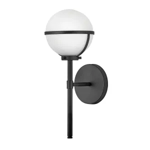 Decolight  Holly 1 Light Wall Light in Black & Opal Glass