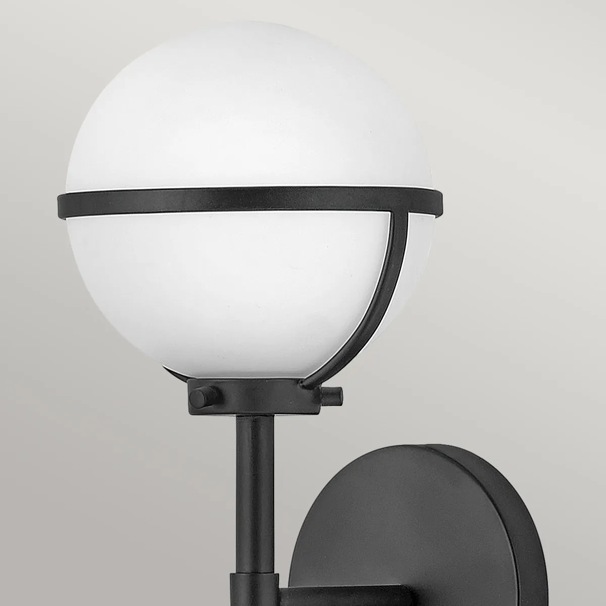 Decolight  Holly 1 Light Wall Light in Black & Opal Glass