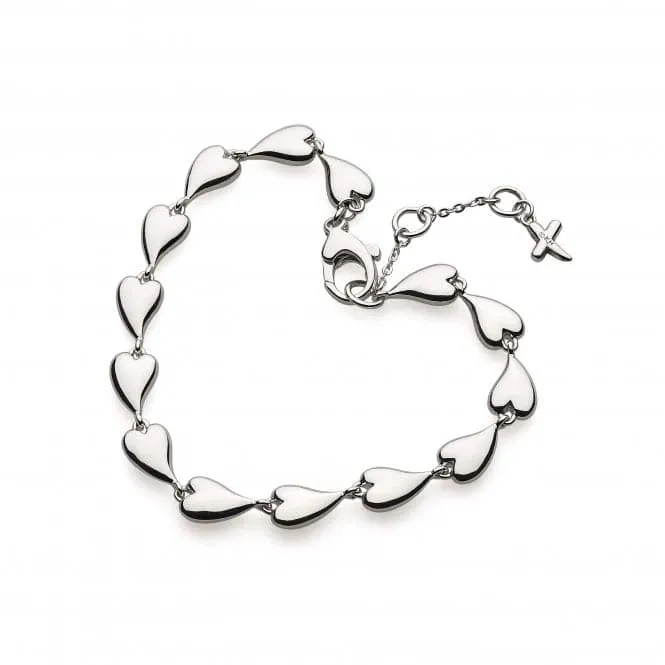 Desire Kiss Rhodium Plate Linking Hearts 7.5" Bracelet 70LK