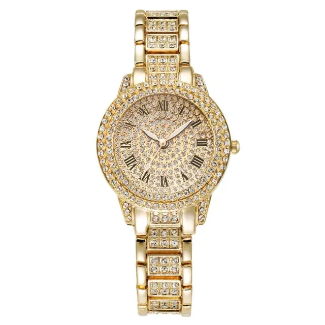 Diamond Crystals Watch and Bracelet Set