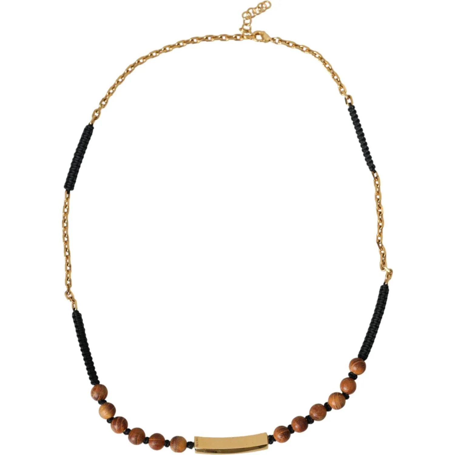 Dolce & Gabbana Black Gold Wooden Beaded Logo Pendant
