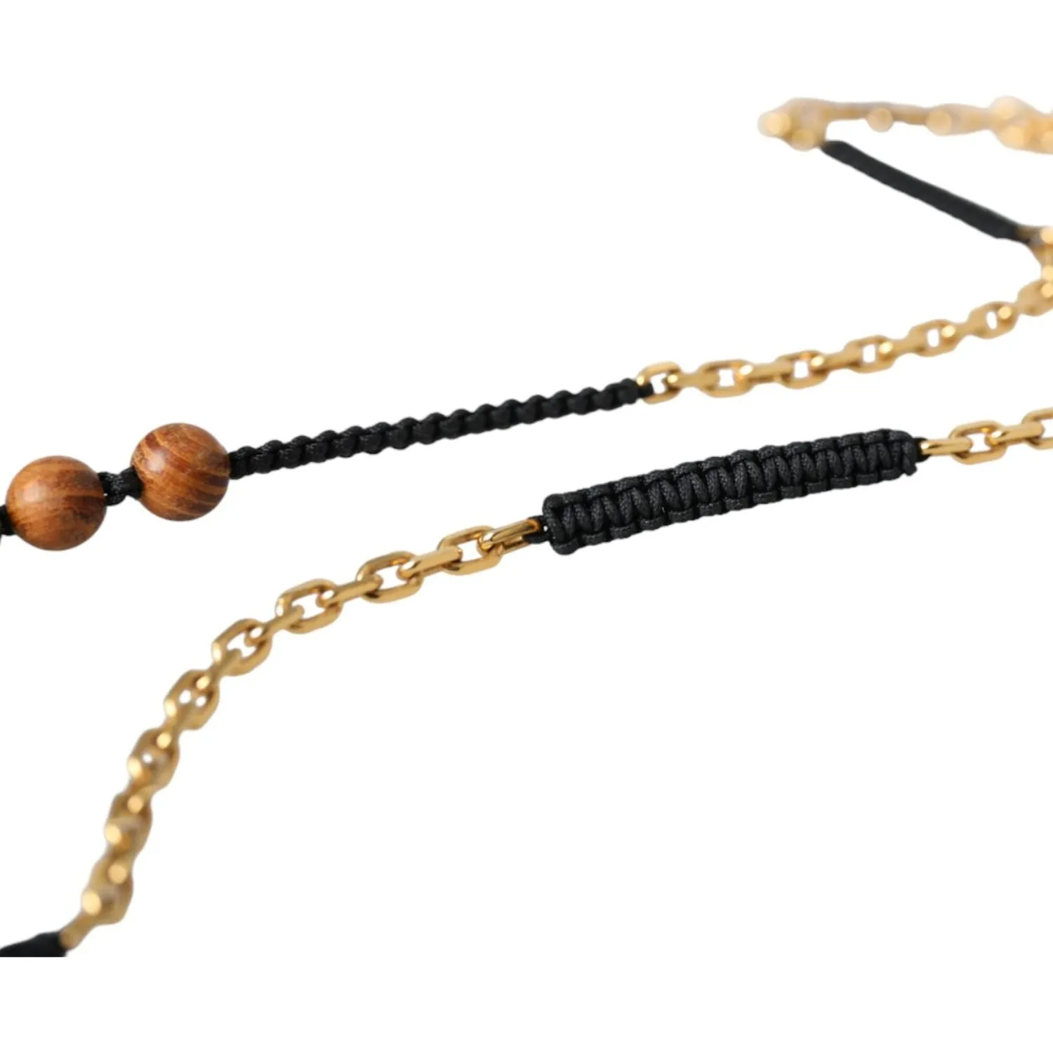 Dolce & Gabbana Black Gold Wooden Beaded Logo Pendant
