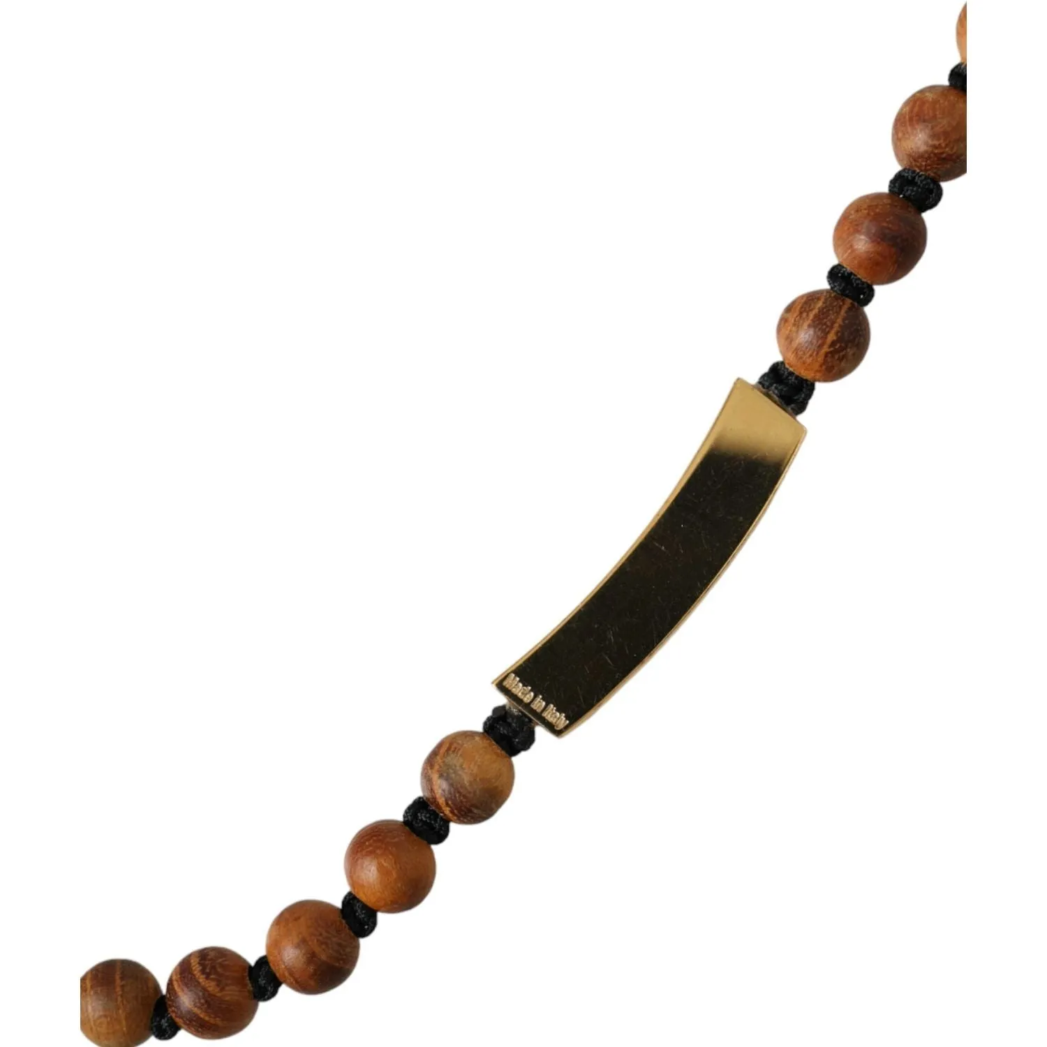 Dolce & Gabbana Black Gold Wooden Beaded Logo Pendant