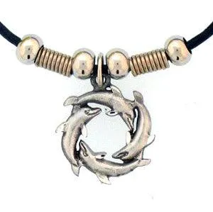 Dolphin Circle Adjustable Cord Necklace