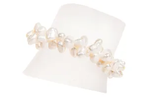 Double Strand Irregular White Freshwater Pearl Bracelet