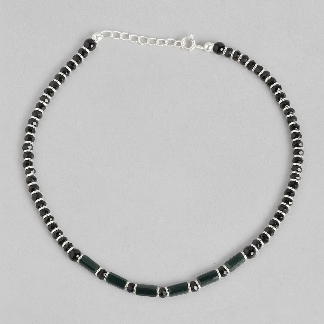 Enchanting Shadows Rhodium Plated 925 Sterling Silver Anklet