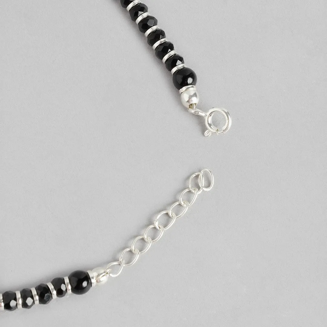 Enchanting Shadows Rhodium Plated 925 Sterling Silver Anklet