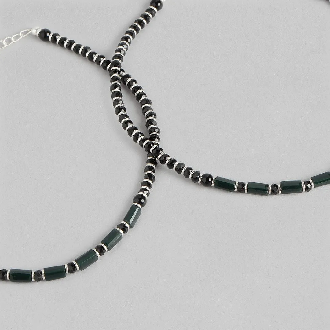 Enchanting Shadows Rhodium Plated 925 Sterling Silver Anklet