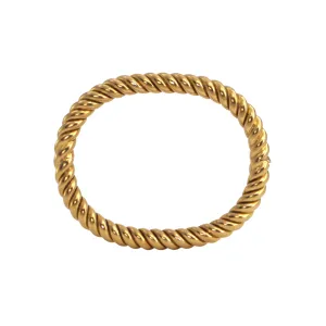 Estate Italian 18K Gold Hinged Rectangular Ridged Bangle Bracelet