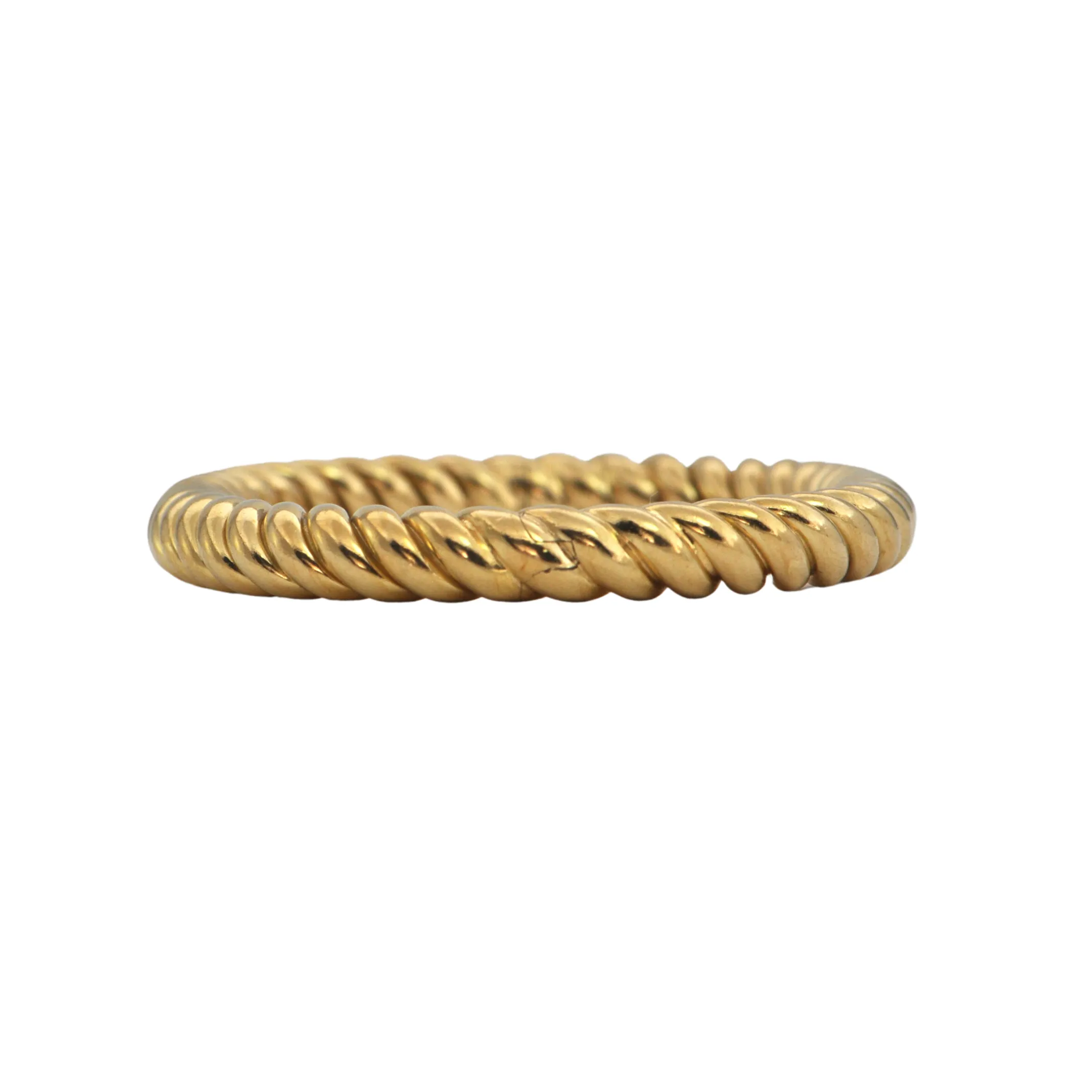 Estate Italian 18K Gold Hinged Rectangular Ridged Bangle Bracelet