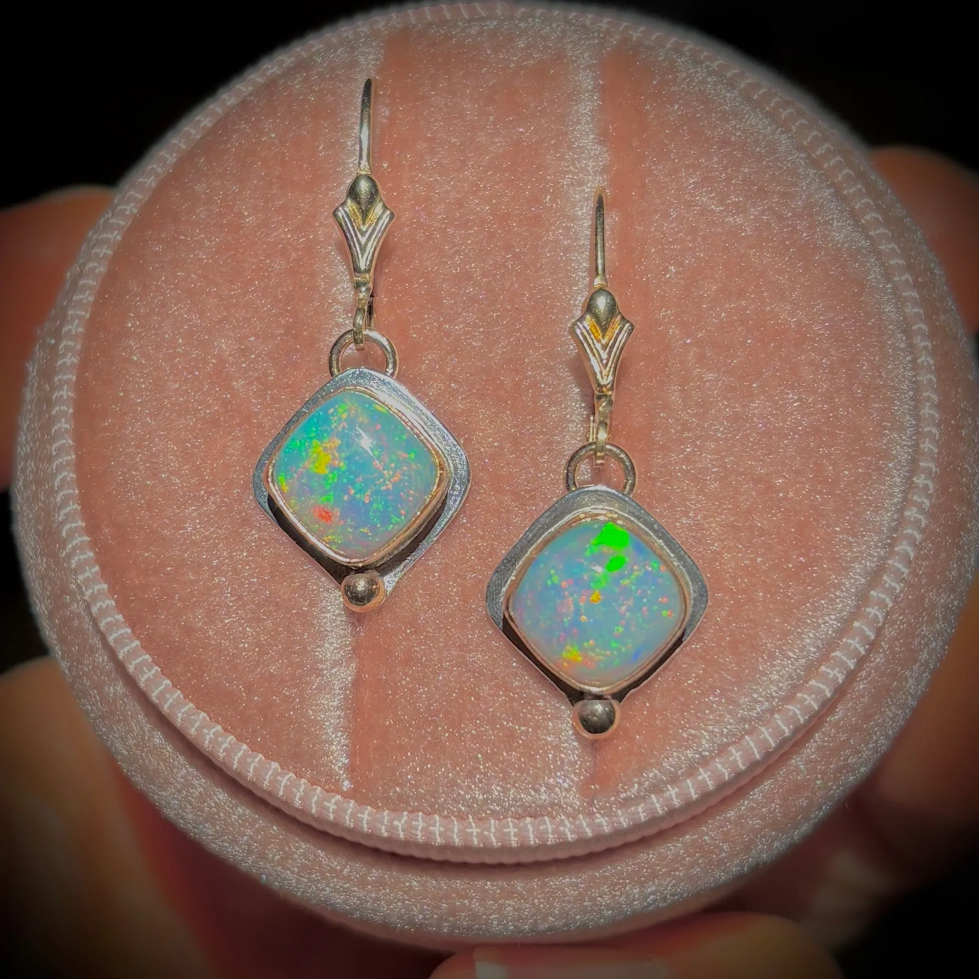 ETHIOPIAN OPAL GOLD FILL & STERLING EARRINGS