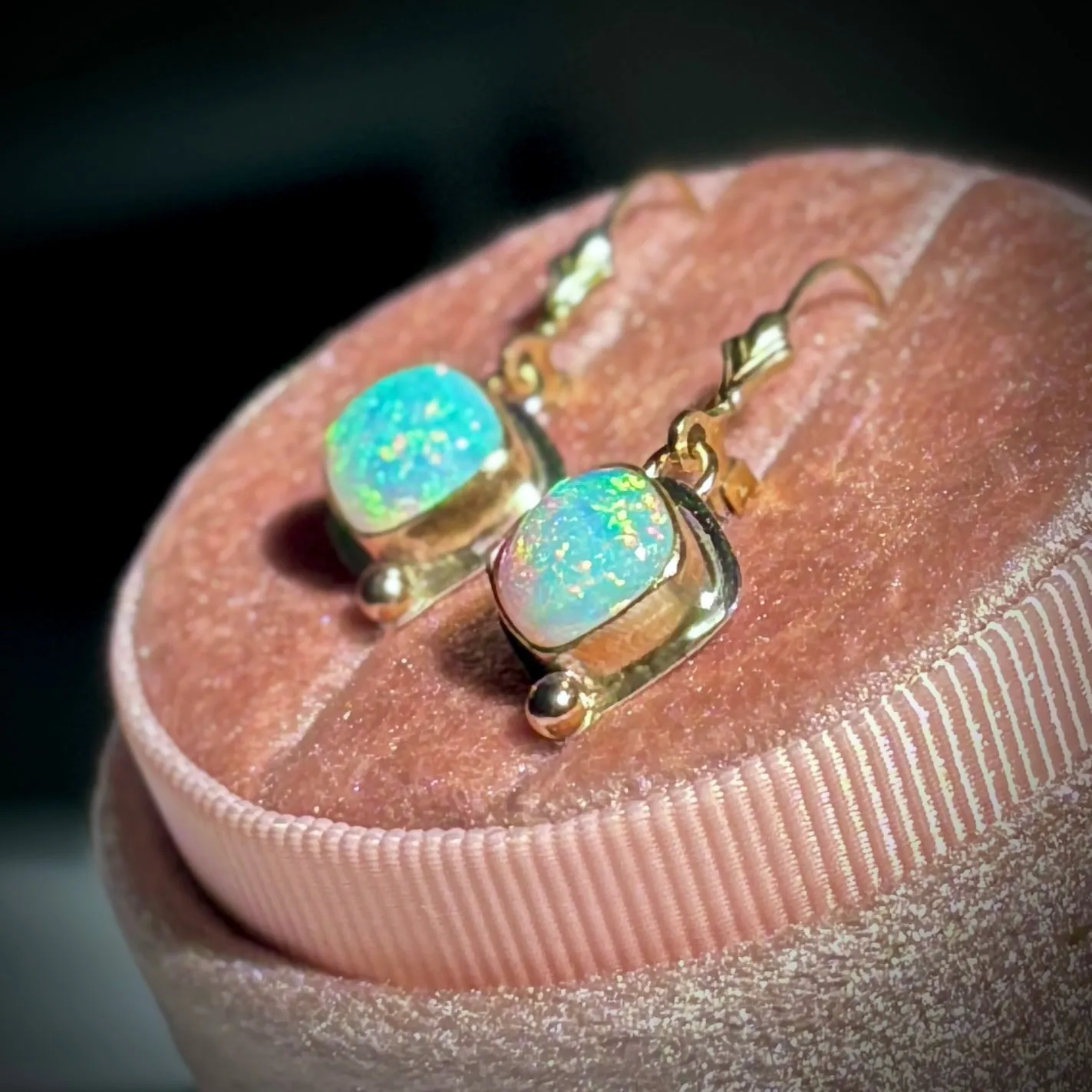 ETHIOPIAN OPAL GOLD FILL & STERLING EARRINGS