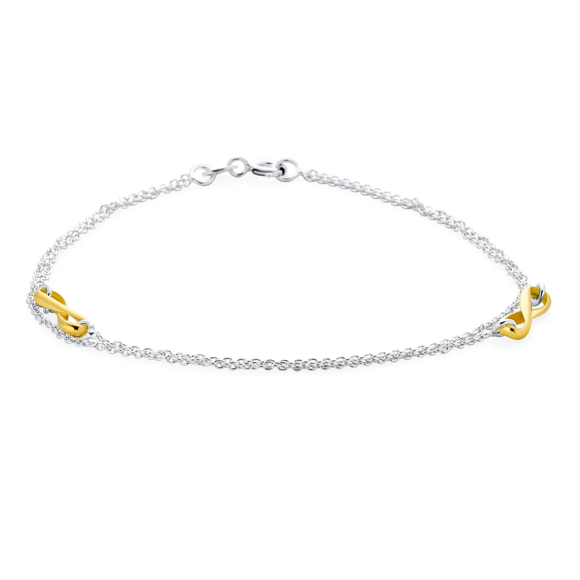 Figure Eight love Knot Infinity Anklet Bracelet .925Sterling Silver