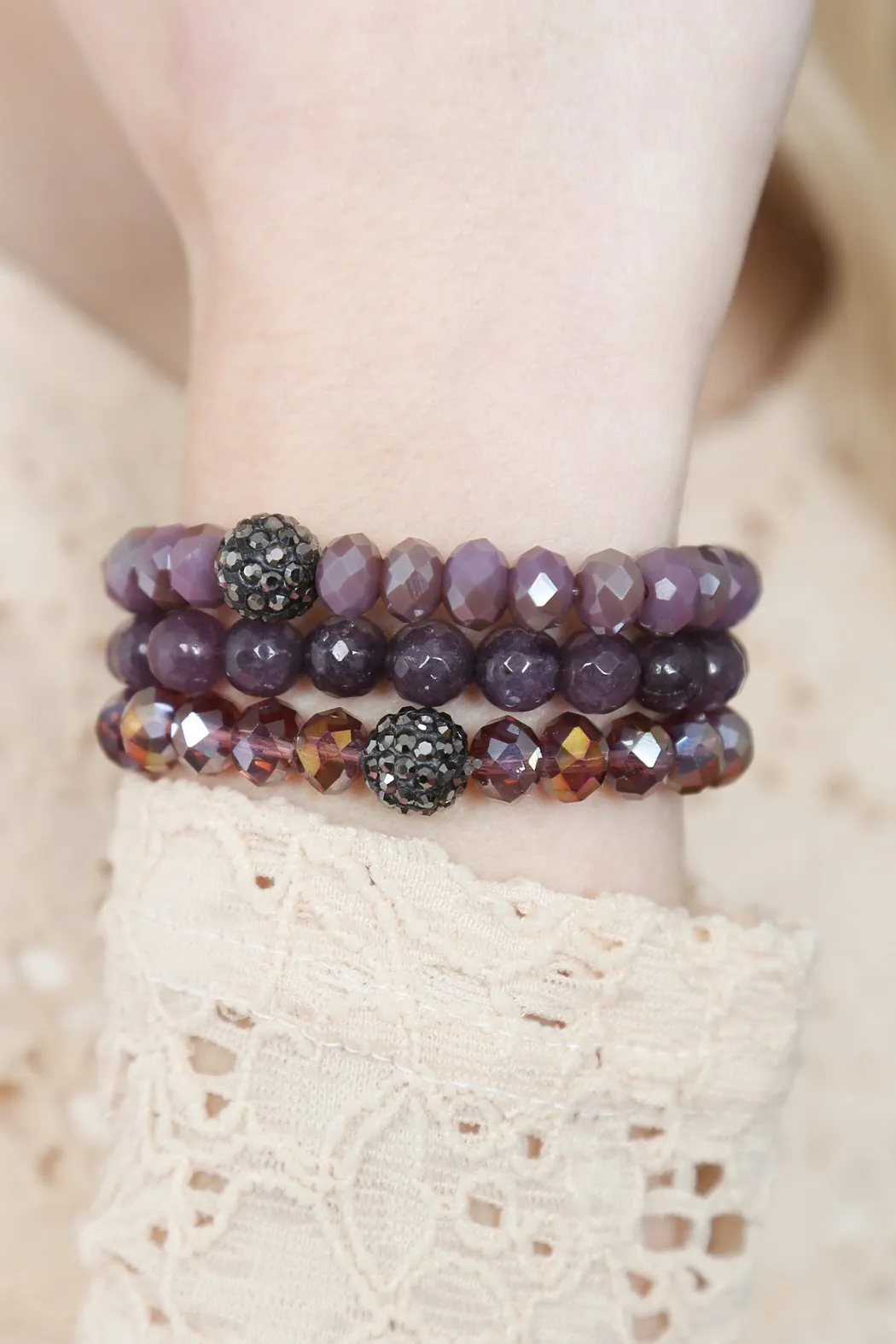 Glass and Natural Stone Bracelet Set