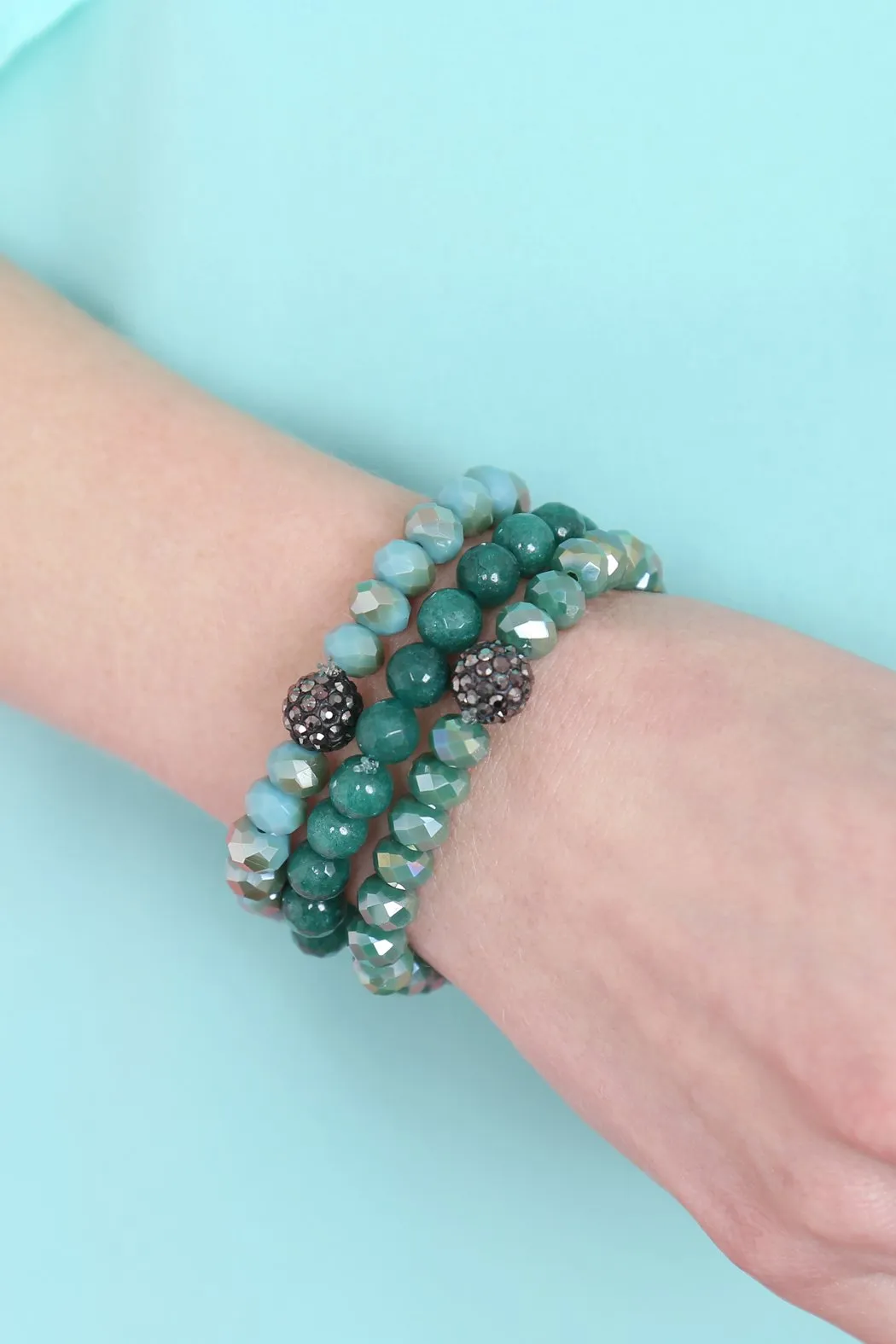 Glass and Natural Stone Bracelet Set