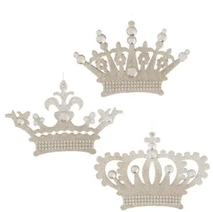 GLITTERED CROWN ORNAMENT Set/3
