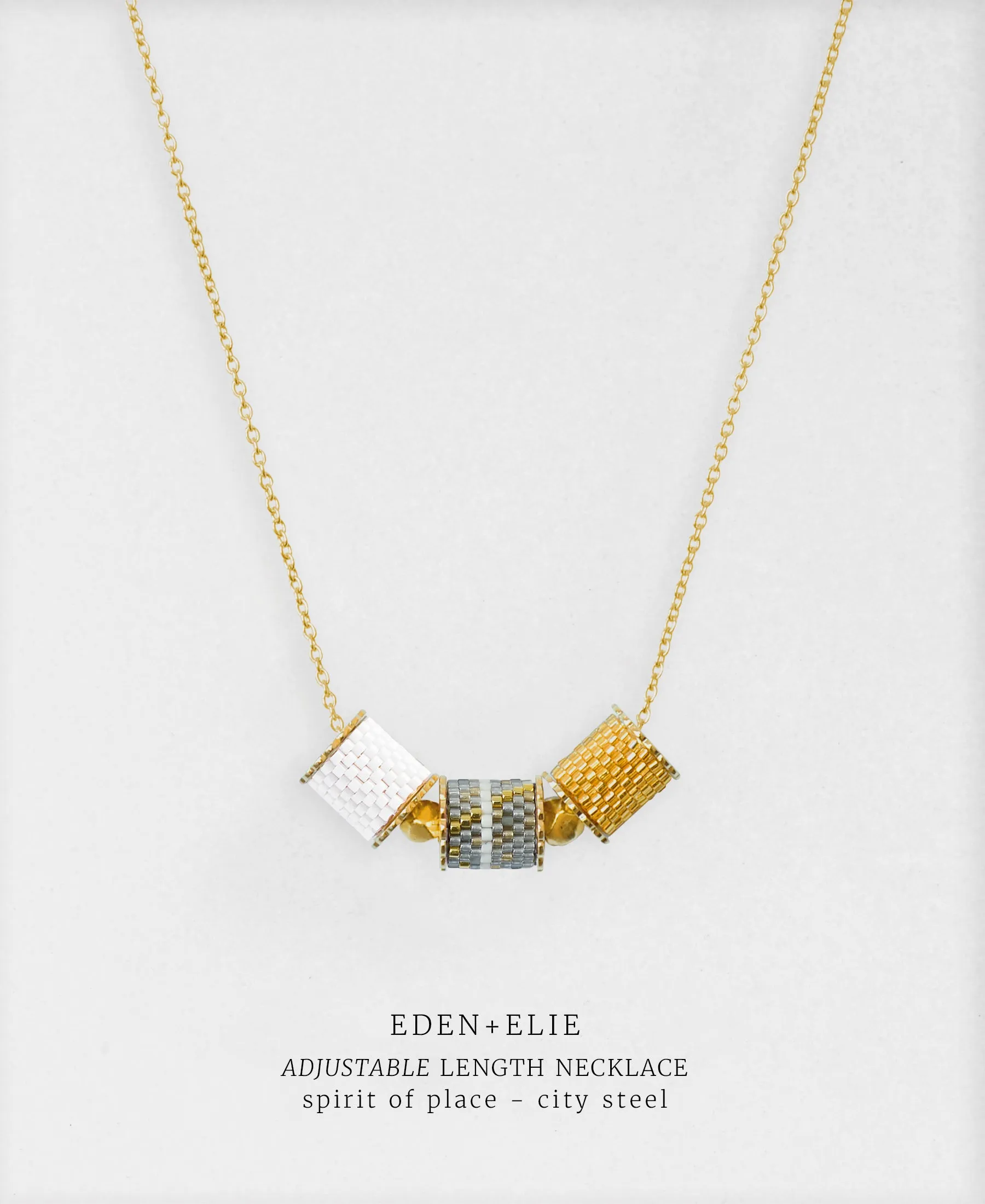Gold Charm Bracelet   Adjustable Length Necklace Set - Spirit of Place City Steel