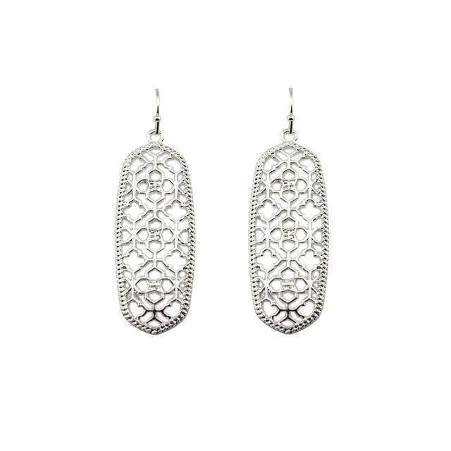 Gold Filigree Teardrop Hexagon Earrings
