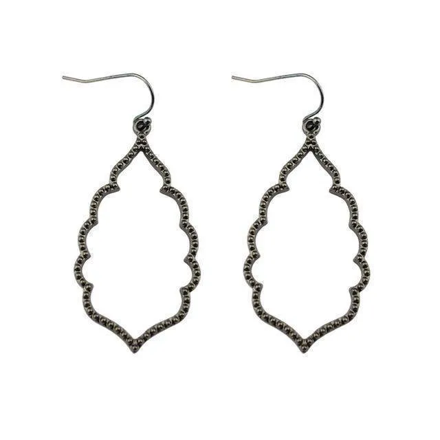 Gold Filigree Teardrop Hexagon Earrings