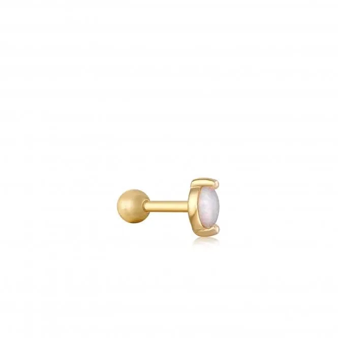 Gold Kyoto Opal Marquise Barbell Single Earring E035-12G