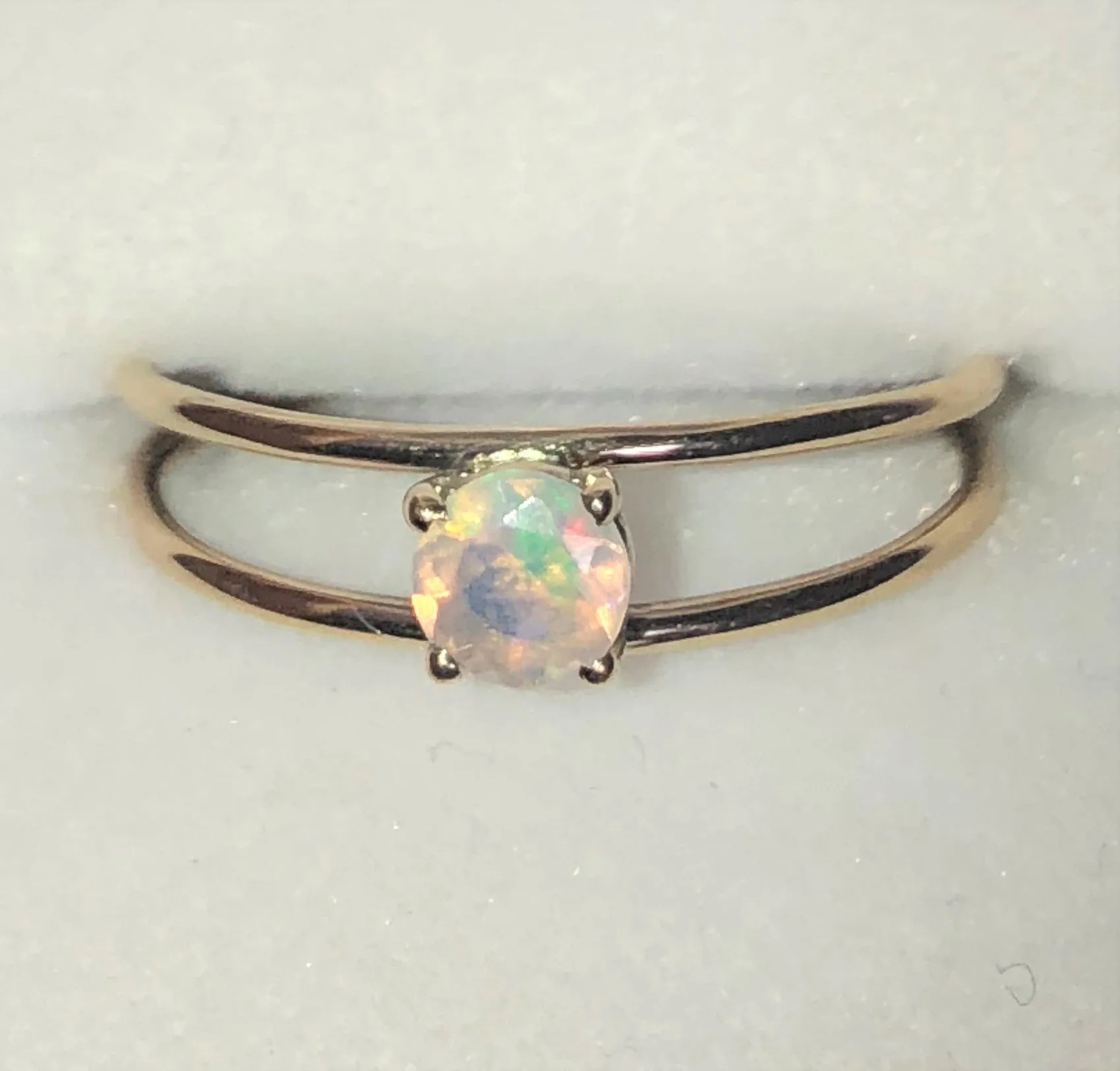 Green crystal Ethiopian opal gold ring