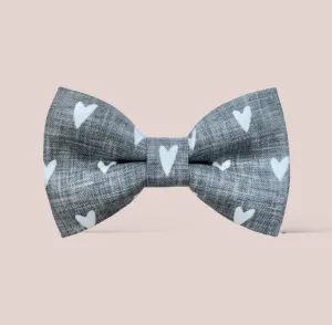 Grey Hearts Hair Bow