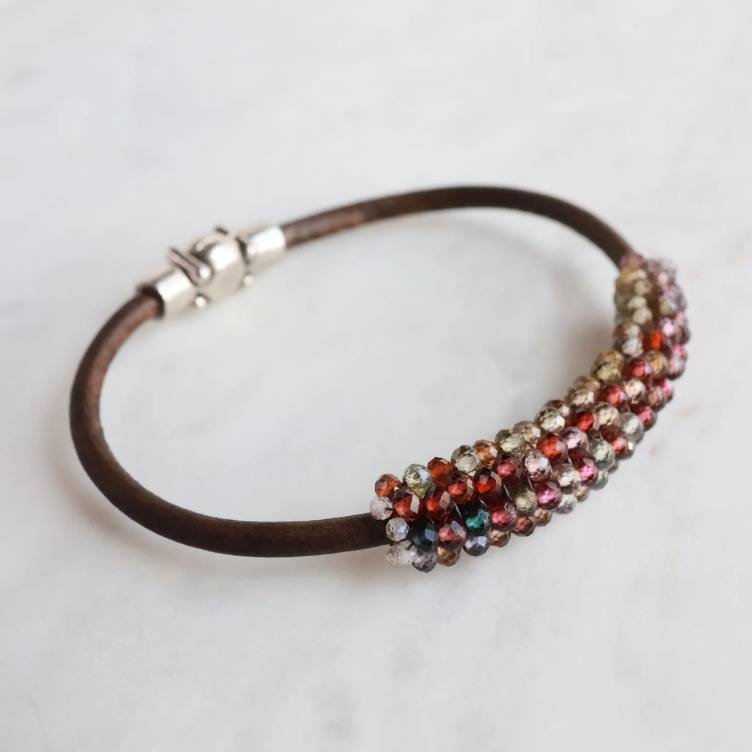 Hand Stitched Muli-Faceted Shaded Spinel Bracelet