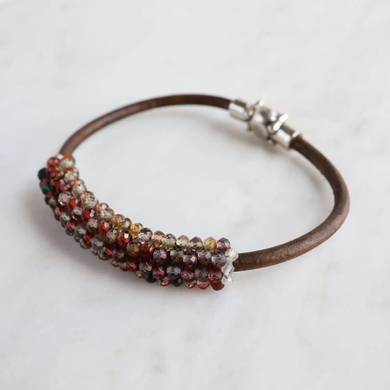 Hand Stitched Muli-Faceted Shaded Spinel Bracelet