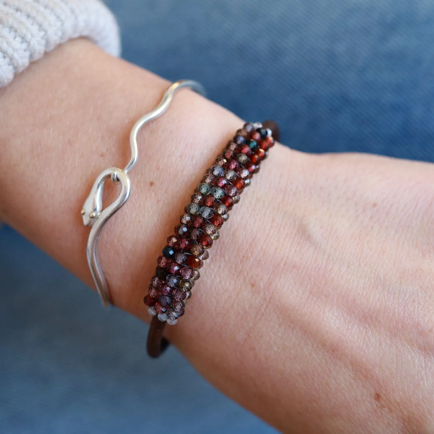Hand Stitched Muli-Faceted Shaded Spinel Bracelet