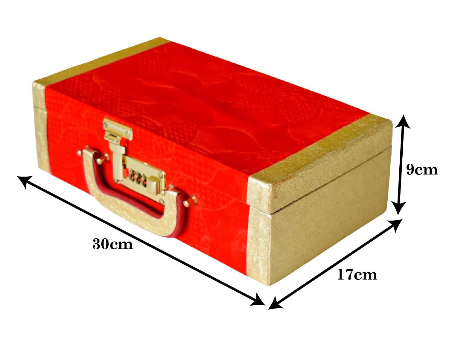 Heart Home Flower Design Multipurpose Wooden 2 Rod Bangle Box/Organizer/Case With Number Lock System (Red)-47HH0693