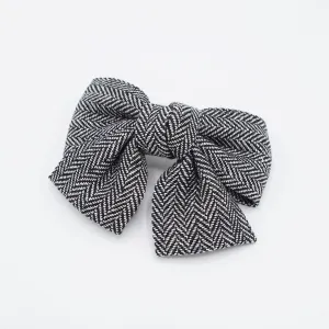 herringbone hair bow short tail Fall Winter hair accessory for women
