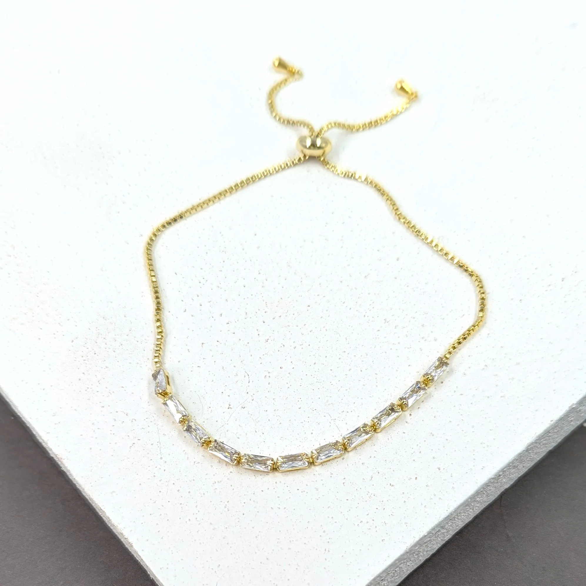 Horizontal set baguette crystal friendship bracelet